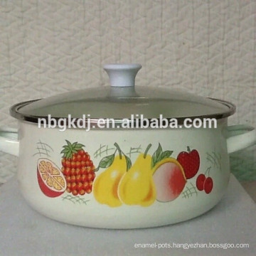 fruits deacals enamel casserloe sets enamel pot with hollow handle